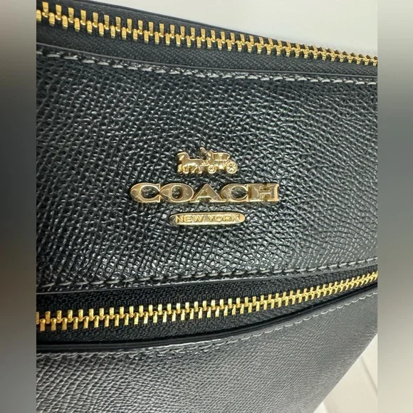 #208 Coach Mini Rowan Top Zip Black File Crossbody Bag - Picture 3 of 17